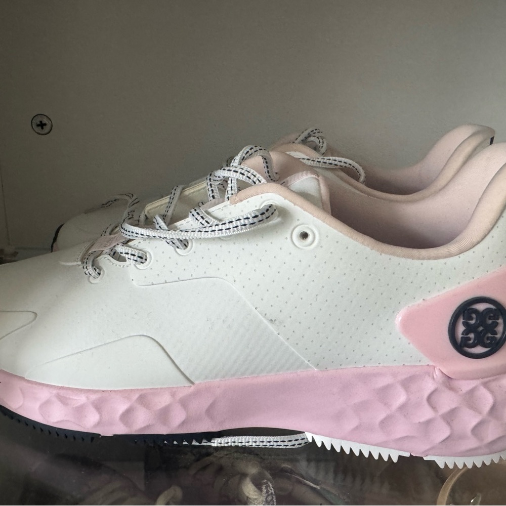 G/FORE White and Pink Golf Sneakers